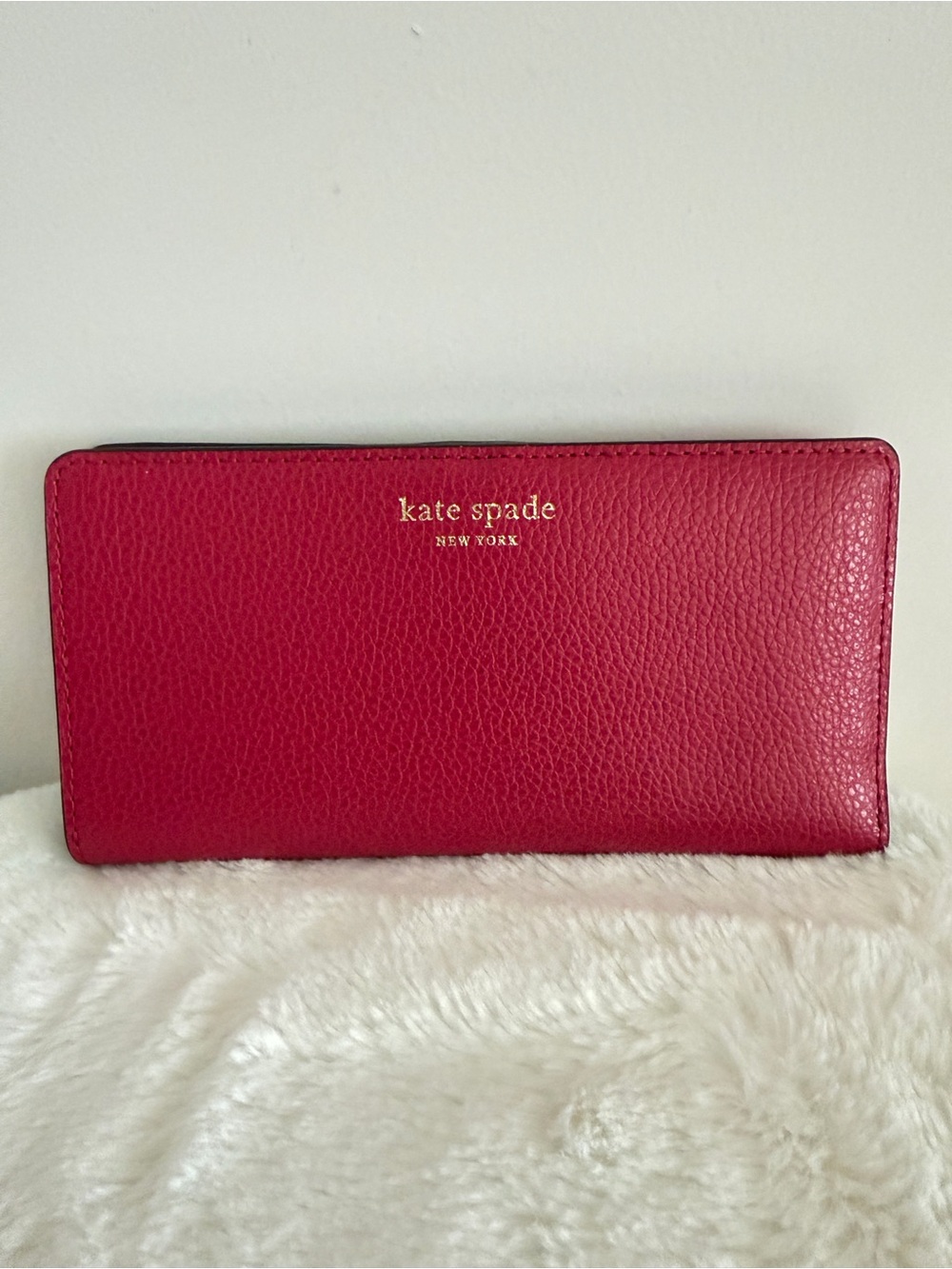 kate spade Pebbled Leather Continental Wallet - Raspberry